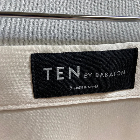 ARITZIA TEN BY BABATON GLISTEN RUCHED SKIRT PEARLY WHITE SATIN SZ 6 - Picture 4 of 8